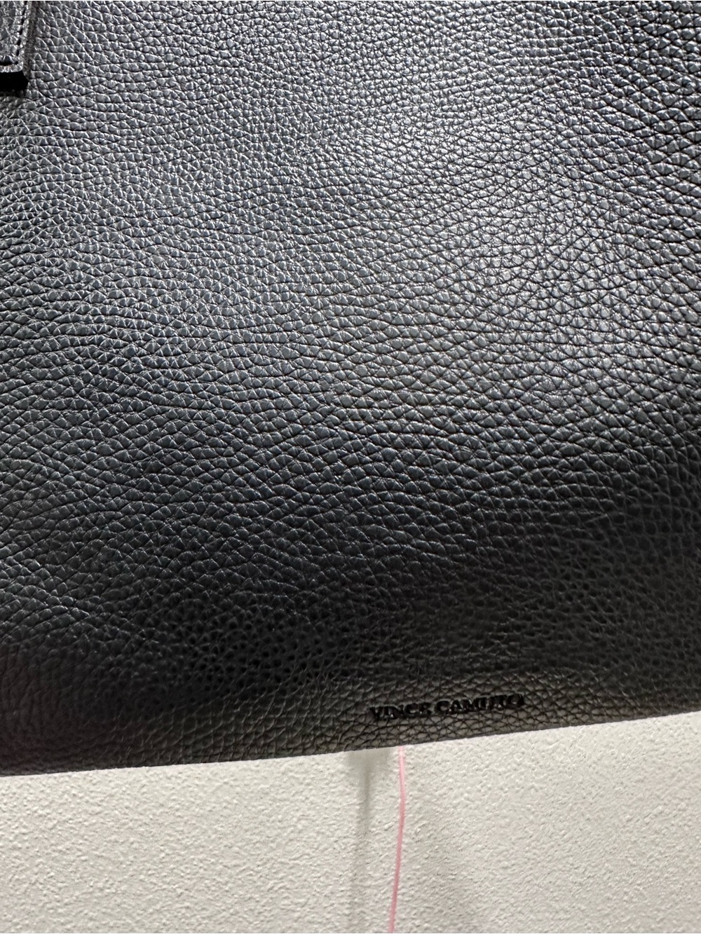 Vince Camuto Black Pebbled Leather Brief Tote